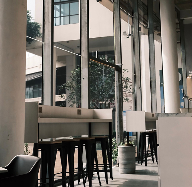 Contemporary cafe interior styling in Johor Bahru development