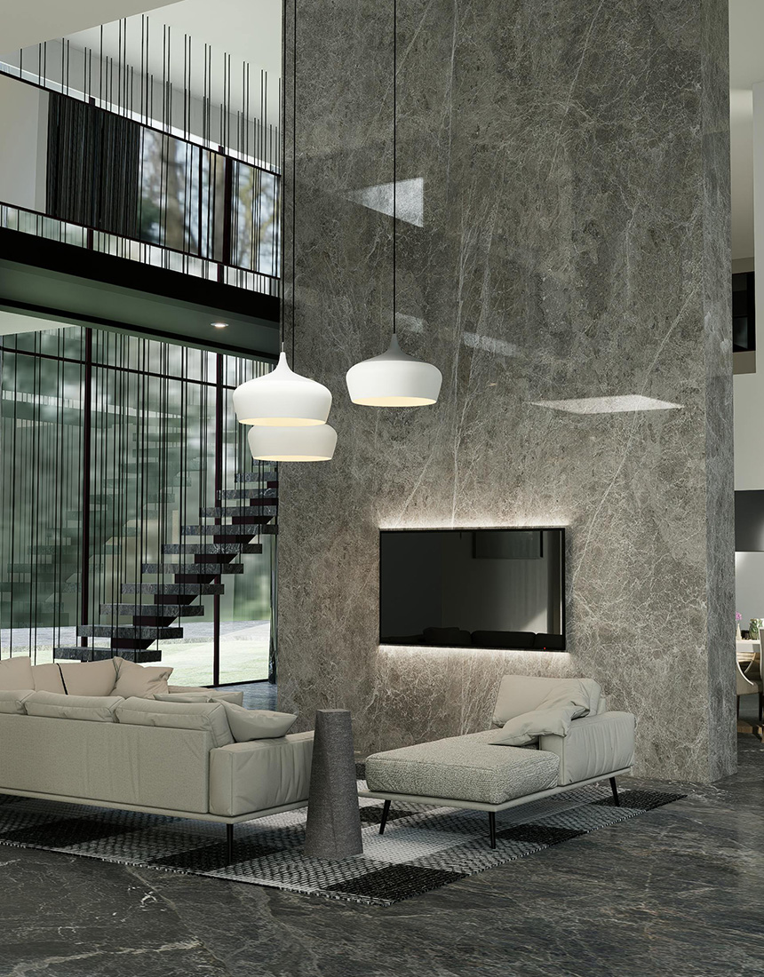 Premium bungalow interior renovation with warm modern textures in JB